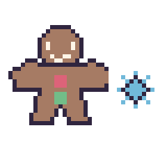 Pixel art Bonhomme en pain d'épices et Flocon simple 10 × 10, grille 40 × 40