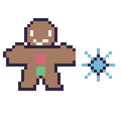 Pixel art Bonhomme en pain d'épices et Flocon simple 12 × 12, grille 40 × 40