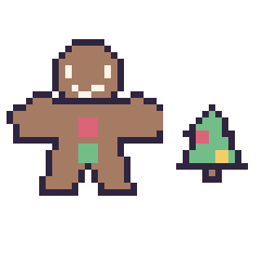 Pixel art Bonhomme en pain d'épices et Sapin de Noël simple 12 × 12, grille 40 × 40