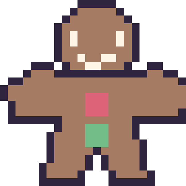Modèle de pixel art Bonhomme en pain d'épices sur une grille de 24 par 24 cases