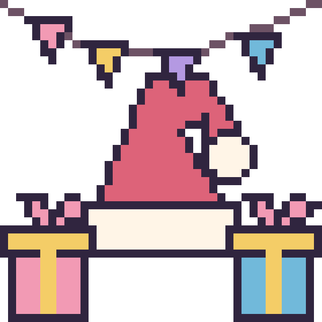 Modèle de pixel art Bonnet de Noël pour un anniversaire sur une grille de 40 par 40 cases