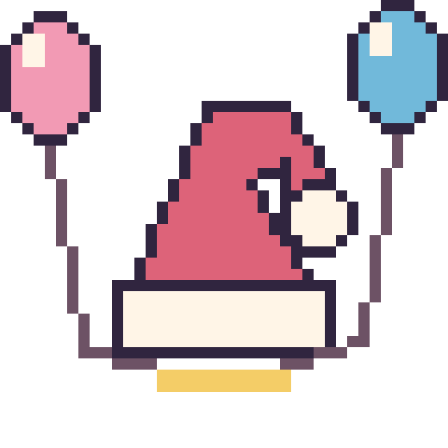 Modèle de pixel art Bonnet de Noël avec des ballons sur une grille de 40 par 40 cases