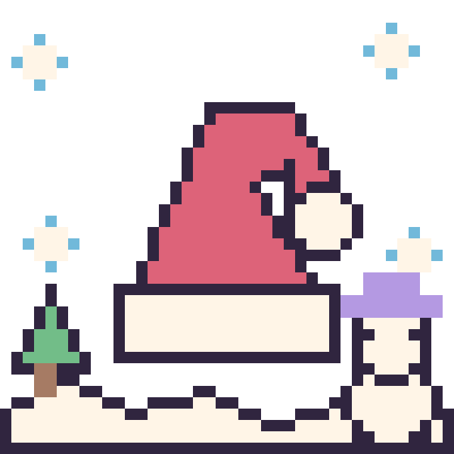 Modèle de pixel art Bonnet de Noël en hiver sur une grille de 40 par 40 cases
