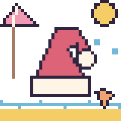 Pixel art Bonnet de Noël à la plage, grille 40 × 40