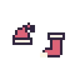 Pixel art Bonnet de Noël simple 10 × 10 et Chaussette de Noël simple 10 × 10, grille 32 × 32