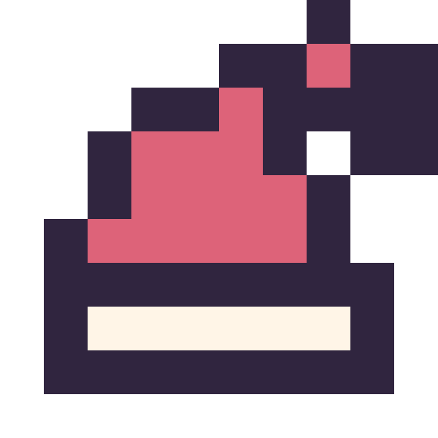Modèle de pixel art Bonnet de Noël simple 10 × 10 sur une grille de 10 par 10 cases