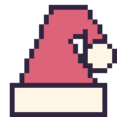 Pixel art Bonnet de Noël, grille 24 × 24