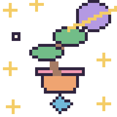 Pixel art Bonsaï dans l’espace, grille 40 × 40