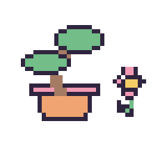 Pixel art Bonsaï et Fleur simple 12 × 12, grille 40 × 40
