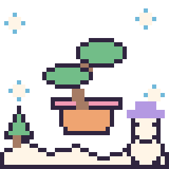 Pixel art Bonsaï en hiver, grille 40 × 40