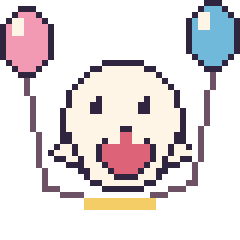 Pixel art Boo avec des ballons, grille 40 × 40