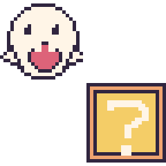 Pixel art Boo et Bloc mystère Mario, grille 48 × 48