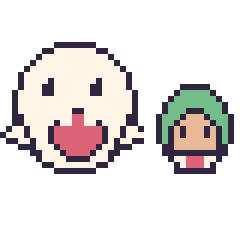 Pixel art Boo et Bowser Junior mini, grille 40 × 40