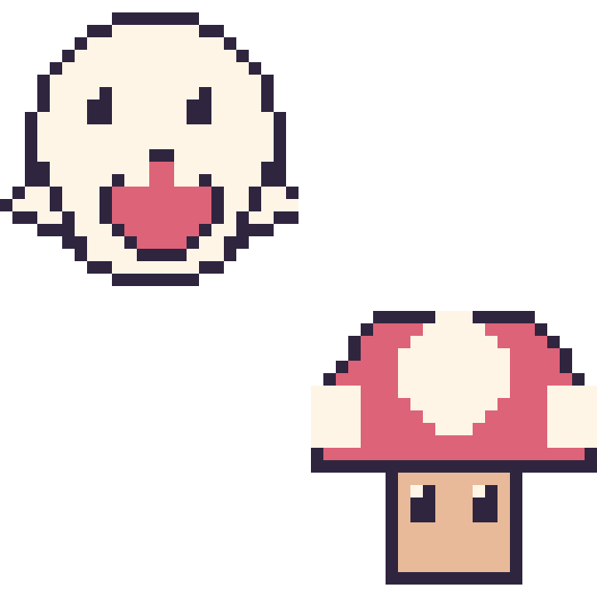 Modèle de pixel art Boo et Champignon Mario sur une grille de 48 par 48 cases