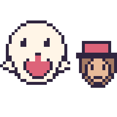 Pixel art Boo et Diddy Kong mini, grille 40 × 40