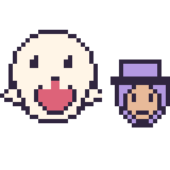 Pixel art Boo et Waluigi mini, grille 40 × 40