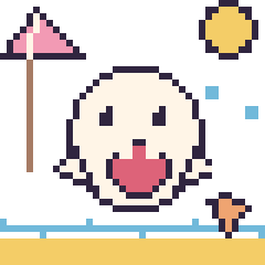 Pixel art Boo à la plage, grille 40 × 40