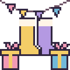 Pixel art Bottes pour un anniversaire, grille 40 × 40