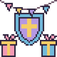 Pixel art Bouclier pour un anniversaire, grille 40 × 40