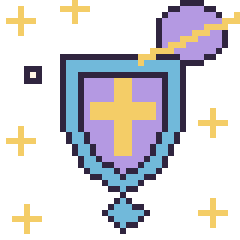 Pixel art Bouclier dans l’espace, grille 40 × 40