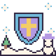 Pixel art Bouclier en hiver, grille 40 × 40