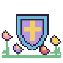 Pixel art Bouclier dans le jardin, grille 40 × 40