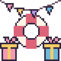 Pixel art Bouée pour un anniversaire, grille 40 × 40