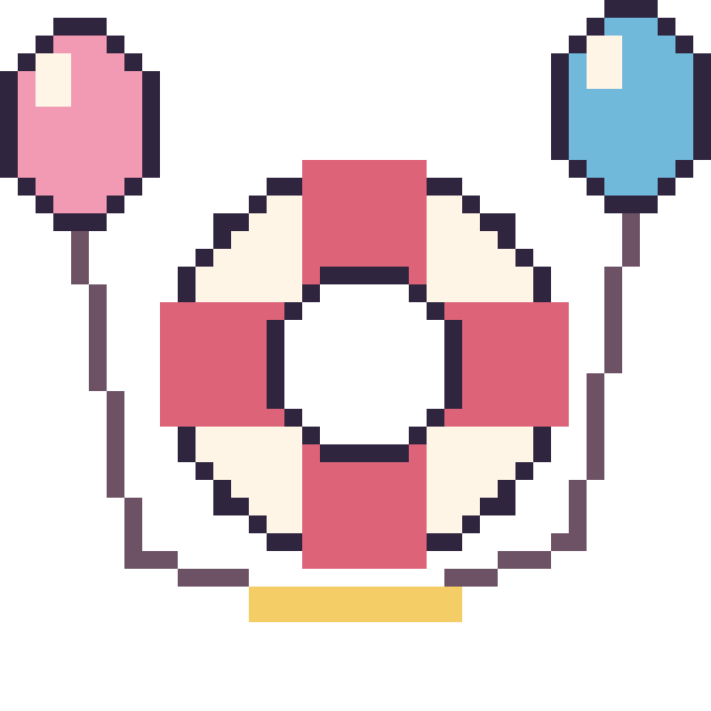Modèle de pixel art Bouée avec des ballons sur une grille de 40 par 40 cases