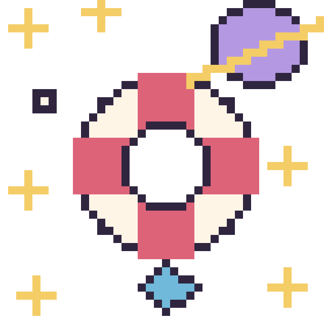 Modèle de pixel art Bouée dans l’espace sur une grille de 40 par 40 cases