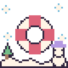 Pixel art Bouée en hiver, grille 40 × 40