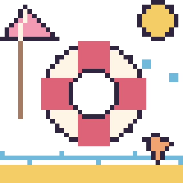 Modèle de pixel art Bouée à la plage sur une grille de 40 par 40 cases