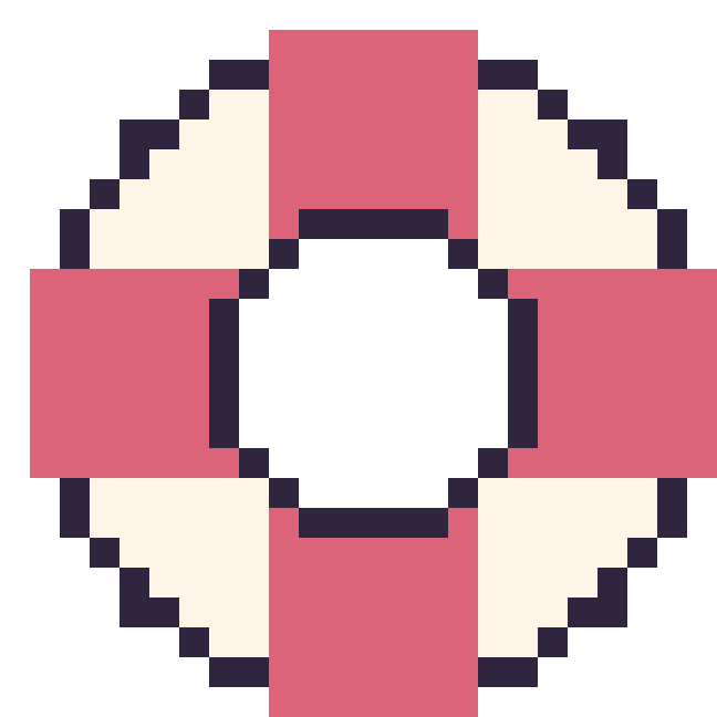 Modèle de pixel art Bouée sur une grille de 24 par 24 cases