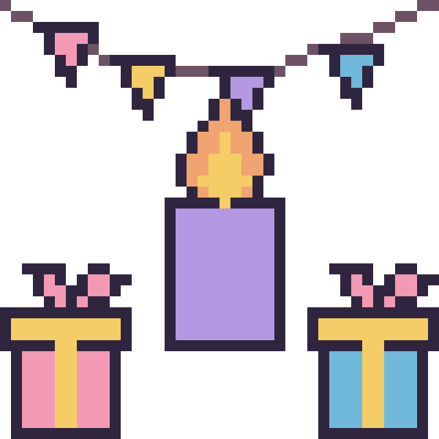 Modèle de pixel art Bougie pour un anniversaire sur une grille de 40 par 40 cases