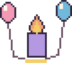 Pixel art Bougie avec des ballons, grille 40 × 40