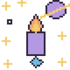 Pixel art Bougie dans l’espace, grille 40 × 40