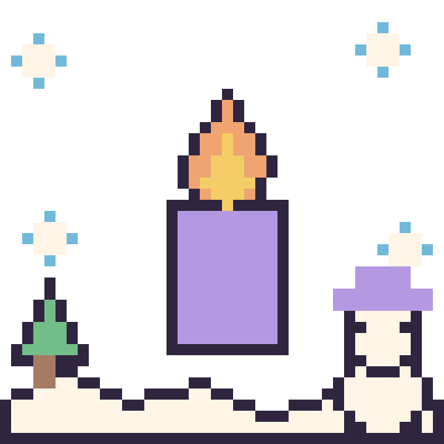 Modèle de pixel art Bougie en hiver sur une grille de 40 par 40 cases