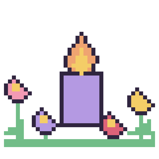 Modèle de pixel art Bougie dans le jardin sur une grille de 40 par 40 cases
