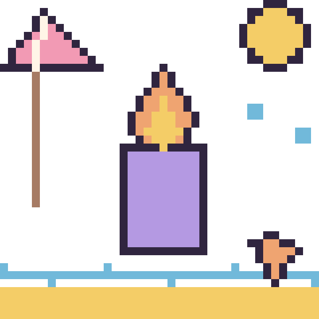 Modèle de pixel art Bougie à la plage sur une grille de 40 par 40 cases