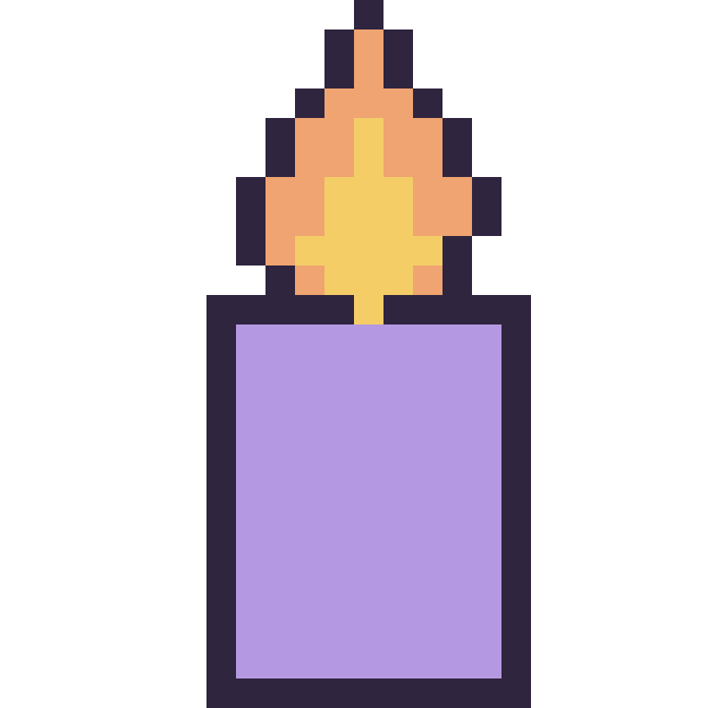 Modèle de pixel art Bougie sur une grille de 24 par 24 cases