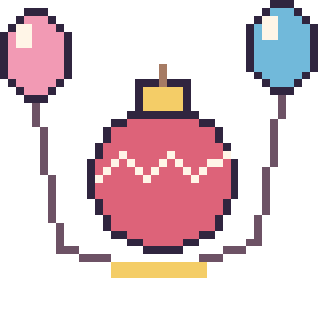Modèle de pixel art Boule de Noël avec des ballons sur une grille de 40 par 40 cases