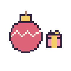 Pixel art Boule de Noël et Cadeau simple 10 × 10, grille 40 × 40