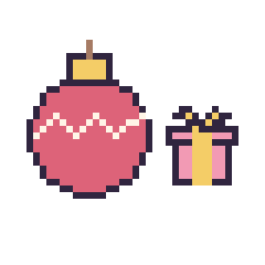 Pixel art Boule de Noël et Cadeau simple 12 × 12, grille 40 × 40