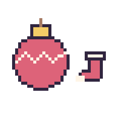 Pixel art Boule de Noël et Chaussette de Noël simple 10 × 10, grille 40 × 40