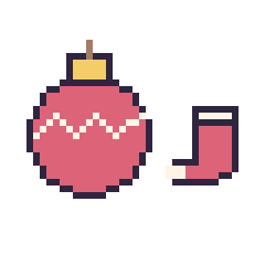Pixel art Boule de Noël et Chaussette de Noël simple 12 × 12, grille 40 × 40