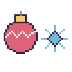 Pixel art Boule de Noël et Flocon simple 16 × 16, grille 40 × 40