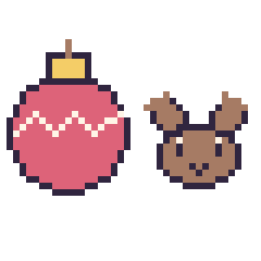 Pixel art Boule de Noël et Renne en portrait, grille 40 × 40
