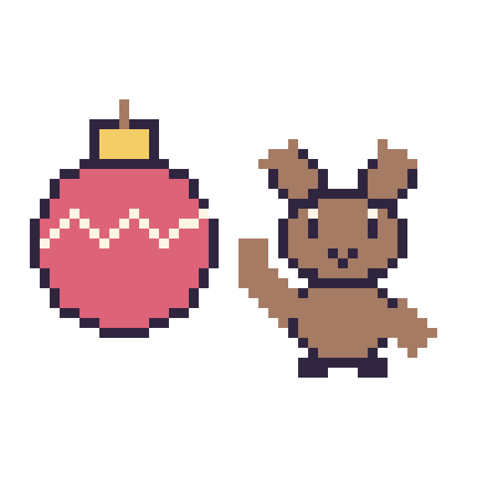 Modèle de pixel art Boule de Noël et Renne qui fait coucou sur une grille de 48 par 48 cases