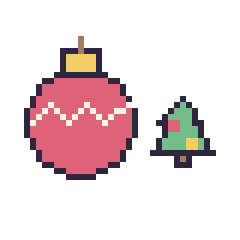Pixel art Boule de Noël et Sapin de Noël simple 12 × 12, grille 40 × 40