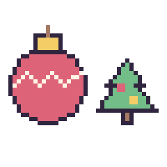 Pixel art Boule de Noël et Sapin de Noël simple 16 × 16, grille 40 × 40