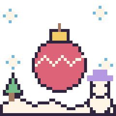 Pixel art Boule de Noël en hiver, grille 40 × 40